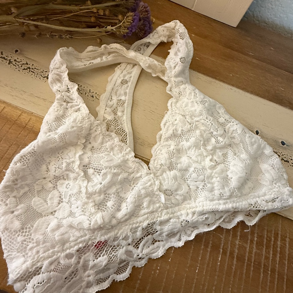 No Boundaries White Lace Halter Bralette